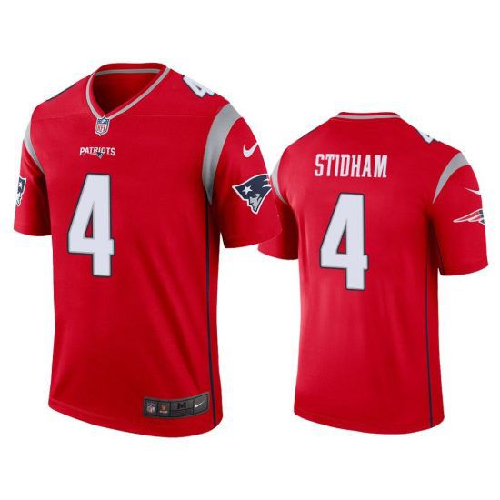Men New England Patriots #4 Jarrett Stidham Nike Red Inverted Legend NFL Jersey